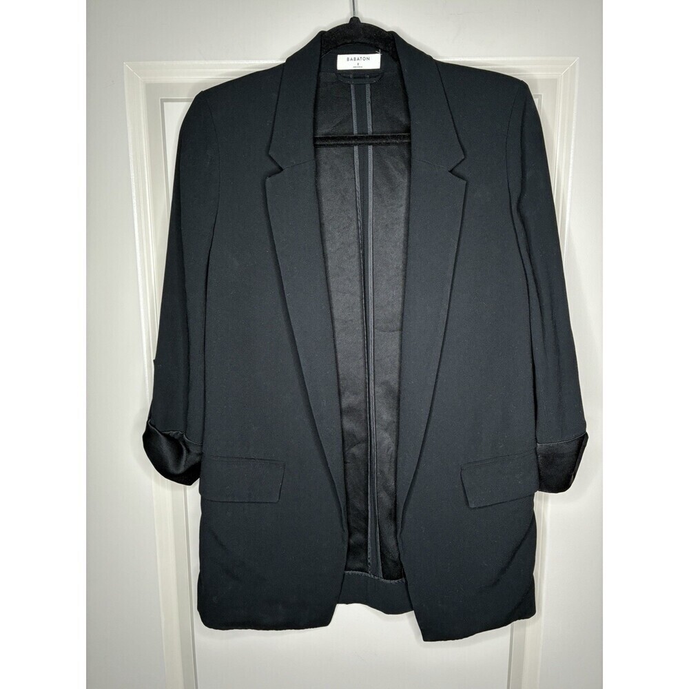 Aritzia Babaton Delos Oversized Open Front Crepe Blazer in Black Size 2